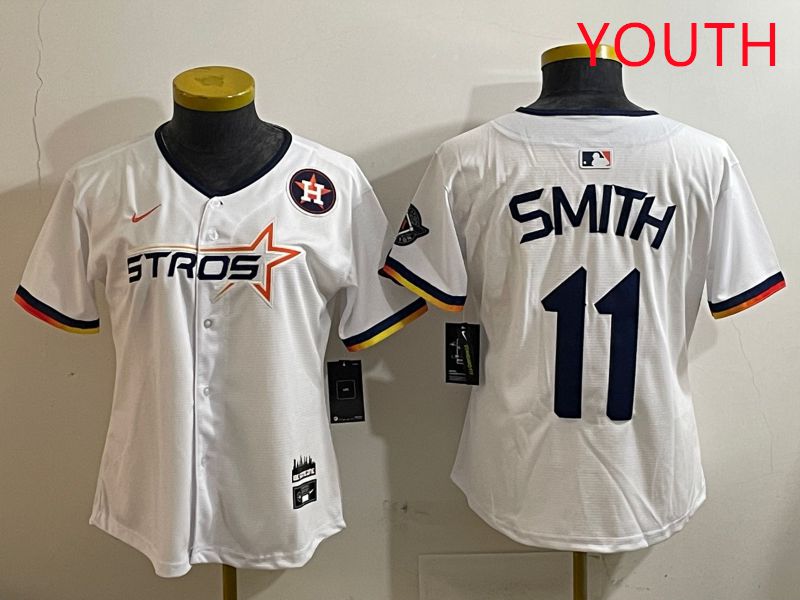 Youth Houston Astros #11 Smith White three generations Joint Name Nike 2025 MLB Jersey style 10->youth mlb jersey->Youth Jersey